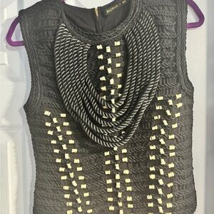 Balmain Black and Cream Textured Women's Blouse